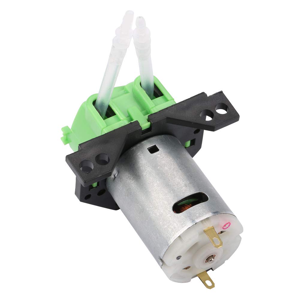 12V/24V DC Dosing Pump Self Priming Peristaltic Head Adjustable Direction with Connector for Aquarium Lab Chemical Analysis (Green-12v 2 * 4)