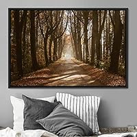 Framed Canvas Wall Art Rustic Woods Brown Dark Dramatic Forest Group Nature Photography Realism - 16x24 inches