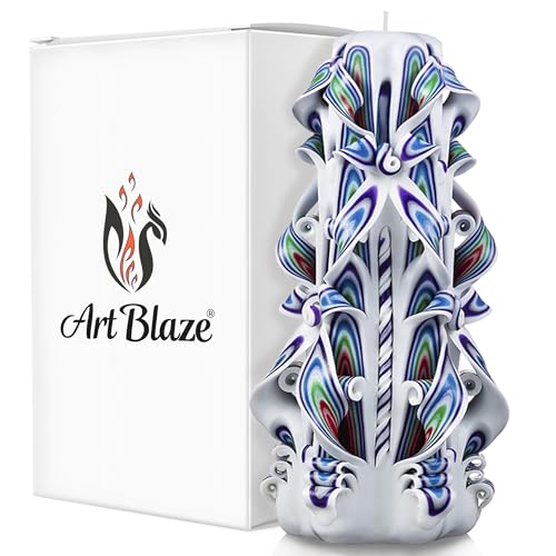 Product Image of the Carved Candles - Handmade Long Burning Decorative Luxury Candles - Unscented - Perfect for Home Decor, Relaxation, Gifts for Women, Special Occasions, Christmas Gift for Mom - Polar Star