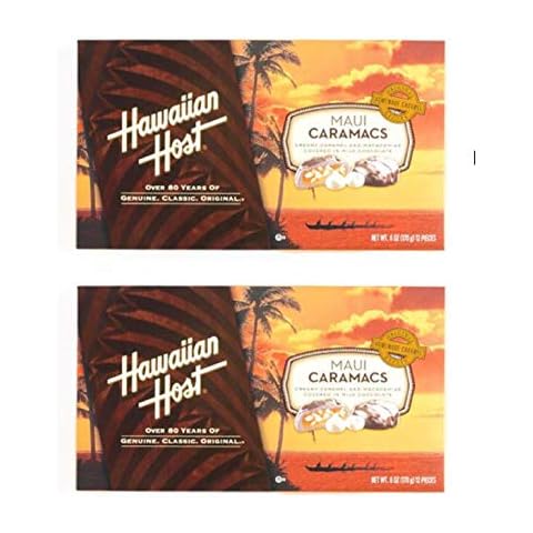 Hawaiian Host Maui Caramacs Creamy Caramel and Macadamias Covered in Milk Chocolate. (2 (6 oz) Boxes) Cover