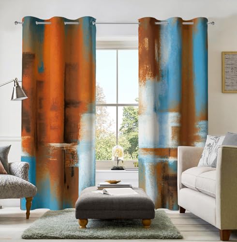 Image of Asuexpect Rust Curtains 2 Panels Abstract Curtain Room Darkening Grommet Window Drapes Modern Decorative Window Treatments for Bedroom Living Room, 42x84 Inches