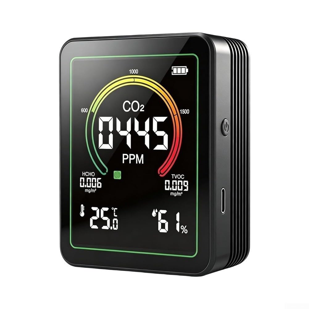 Aire cargado y fatiga: descubre el medidor 5 en 1 con pantalla HD y sensor NDIR