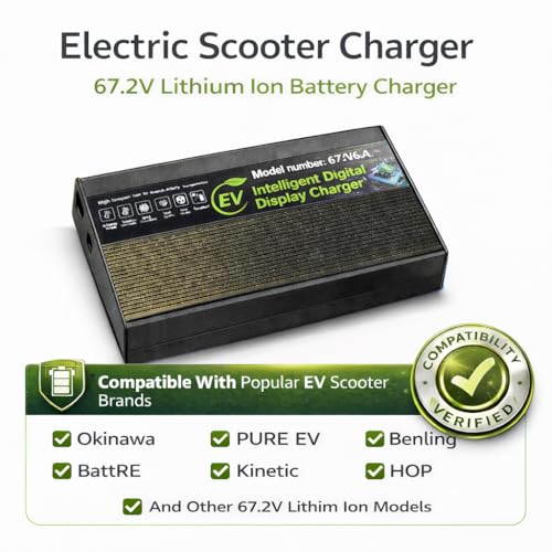 Image of 60V 6A Lithium-Ion Battery Charger with Voltage & Ampere Display | Auto Cut-Off @ 67.2V | Compatible with All 60V Electric Scooters Battery - Okinawa, Battre, Kinetic, PureEV, Benling, Hop & More