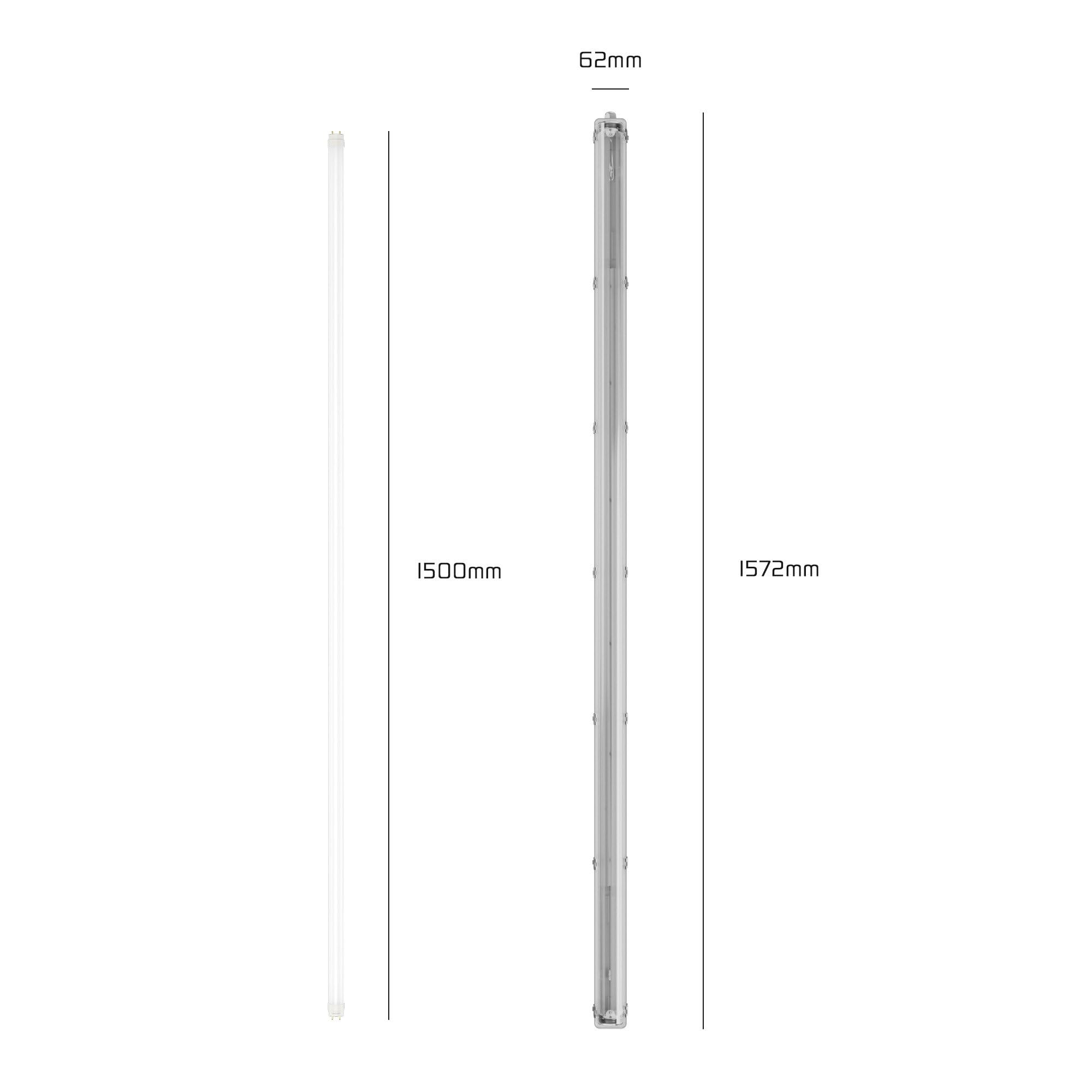 Ledvion - Plafoniera led soffitto, 150cm, IP65, 12W, 120 lm/W, Bianco freddo, 6500K, Accoppiabile, Plafoniera Garage, Neon led, lampada da laboratorio, lampada da cantina