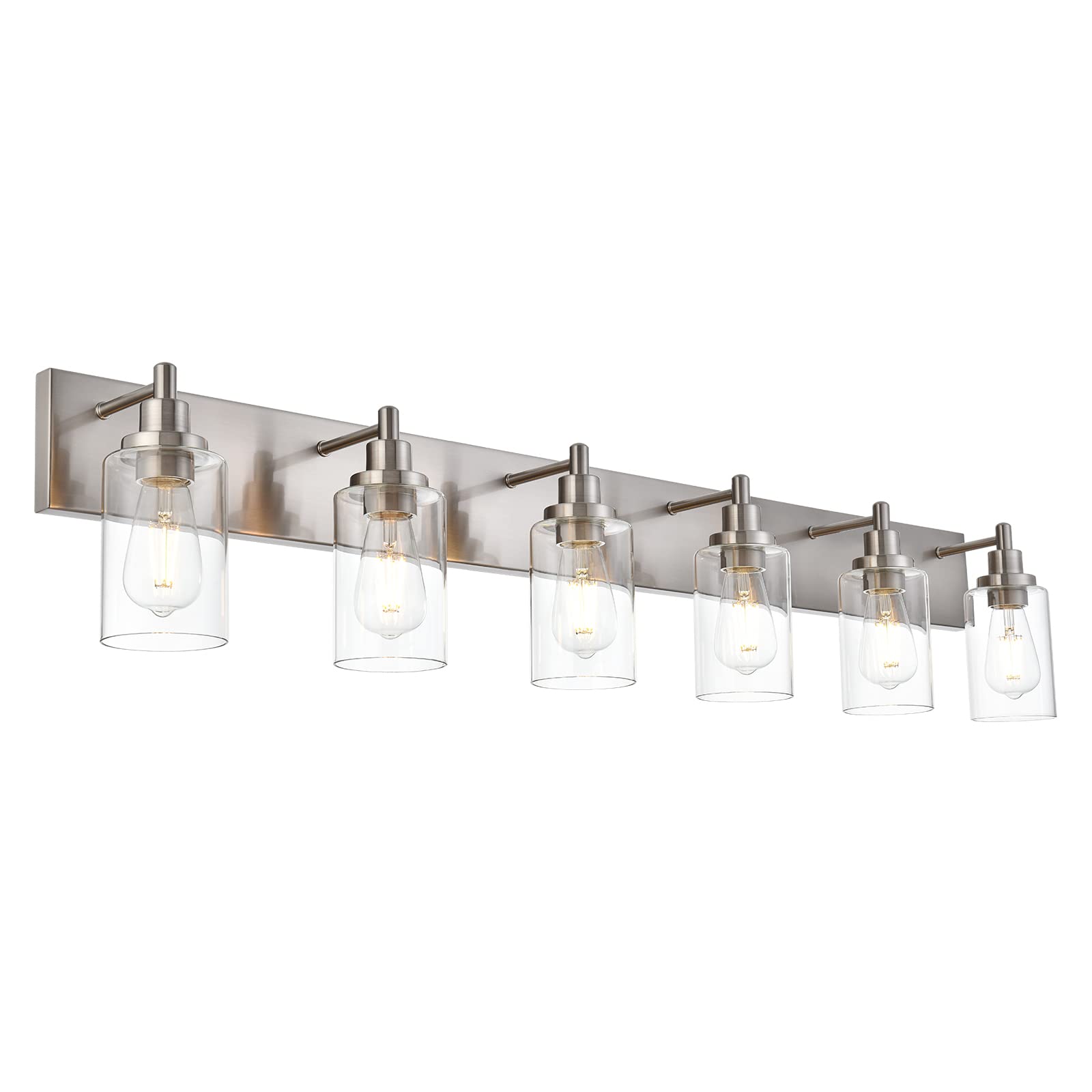 MELUCEE 6 Lights Bathroom Vanity Light Fixtures Over Mirror with Clear ...