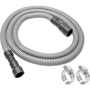 MyLifeUNIT Universal Dishwasher Drain Hose, 10 Ft Dishwasher Discharge Hose Extension, Corrugated and Flexible Dishwasher Hose Drain Replacement with 2 Clamps, Fits 11/16″,1″ and 1-1/8″