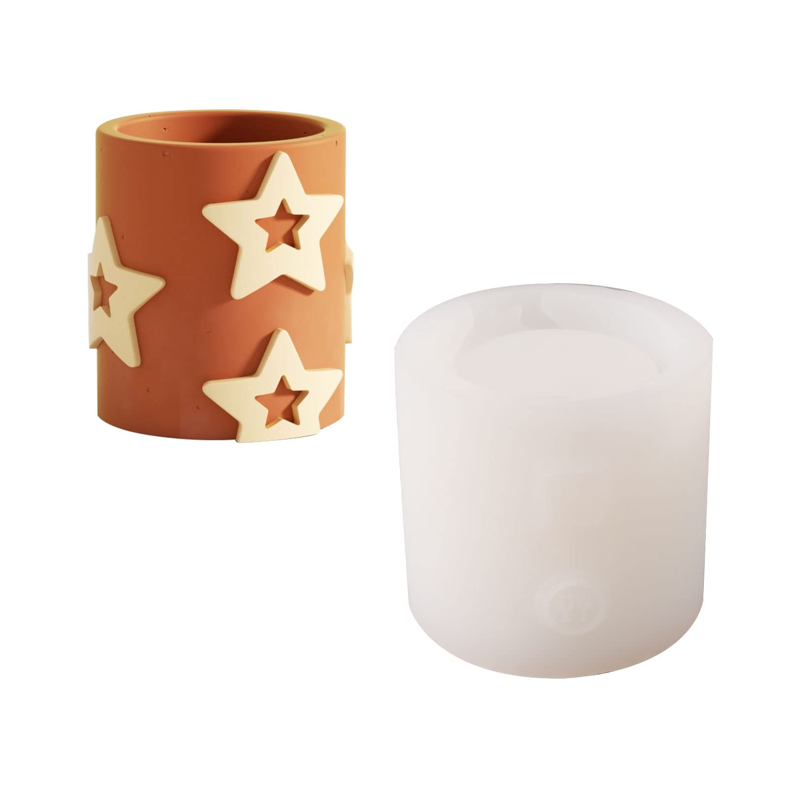 BOOWAN NICOLE Star Candle Jar Silicone Mold, Matchstick Holders Silicone Mould for Concrete, Cement, Christmas Home Decoration