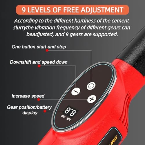 Upgraded Cordless Electric Concrete Vibrator Tool, 3000-6000 RPM Brushless Dual Motor, 59-78in Stainless Steel Board, 2 Batteries, Perfect for Concrete Finishing