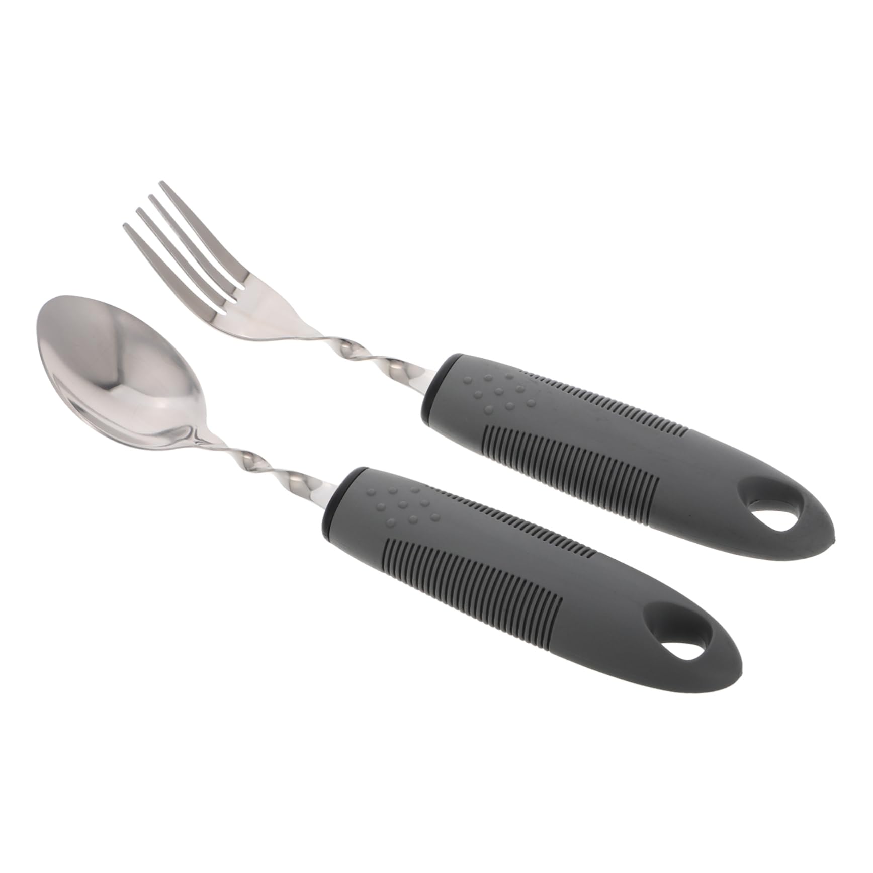Ipetboom Ergonomic Cutlery for Elderly Stainless Steel Adaptive Utensils Bendable Spoon Fork Built-up Handles