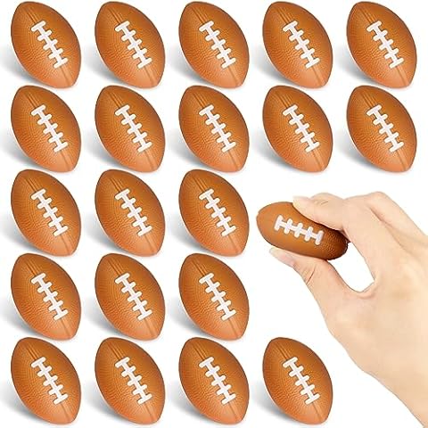 Waenerec Mini Football Stress Ball 20 Packs Football Party Favors Small Foam Squeeze Anxiety Toy Sports Squishy Ball for Kids School Carnival Reward Football Party Decorations Supplies Cover