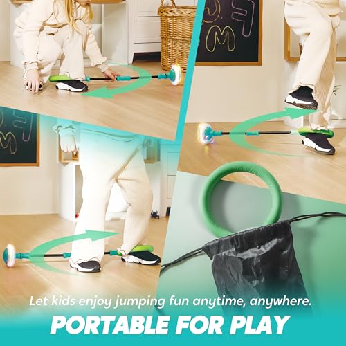 JOYIN Green Ankle Skip Ball with Flashing Lights, Toy for Kids Indoor & Outdoor, Flashing Swing Ball Foldable Sports Toy, Birthday Gifts for Kids 3 4 5 + - Image 5