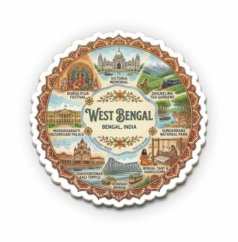 Image of West Bengal Textured Finish Acrylic Fridge Magnet - UV Texture Printed, Stylish Multicolor Magnet for Fridge, Wardrobe & Metal Surfaces, Pack of 1 (West Bengal)