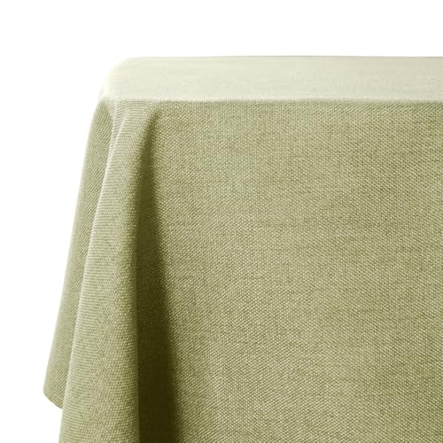 WAITER TREE Table Cloth 145x300 cm Rectangular Wipe Clean Table Cover, Light Green Faux Linen Wipeable Waterproof Tablecloth for Outdoor Picnic Dining Kitchen Party - Sage Green