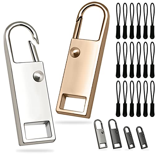 24Pcs Zipper Pull - Zipper Pull Replacement, Zipper Puller Helper, Zipper Repair Kit, Detachable Metal Zipper Pull Tab & Nylon Zipper Pull Cord, Zipper Slider Replacement, Zipper Fixer By Red Snail #TOP7
