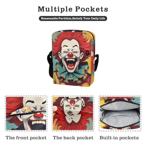Laughing Clown Sling Bags Small Crossbody Purse with Adjustable Strap 6.6×2.5×9.4 IN2