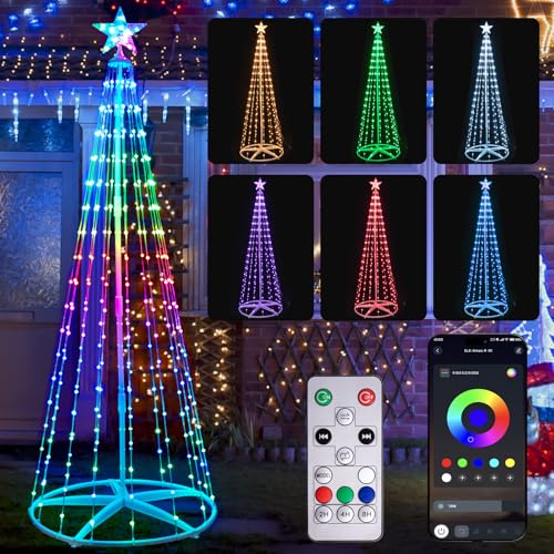 Tqsmsp EB180266S-002 Christmas Lights Outdoor Decorations 7Ft 280 Led Folding Christmas Tree Rgb Christmas Light Tree cover