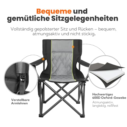 Homecall Campingstuhle Faltbar Bis 360 KG Ultragroß Caming Stuhl mit hoher Rückenlehne, Komplett Gepolstert, Robust und Zuverlässig klappstuhl Camping für Outdoor, Balkon, Garten, Angeln, XXL