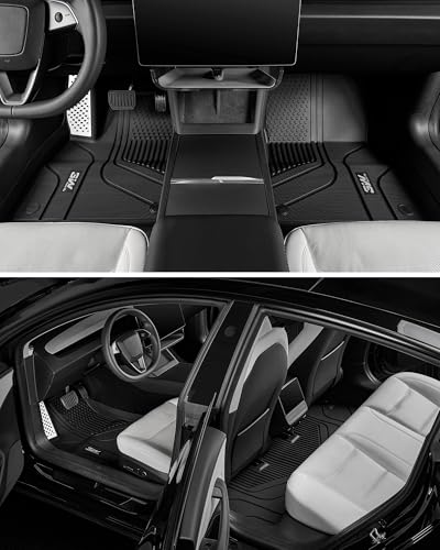 Image of 3W 6PCS Full Set Floor Mats for Tesla Model 3 Highland 2024-2026 | Floor Liner with Metal Pedal, Cargo Liner, Highland All Weather Custom Fit Rear Trunk Mat Model 3 Accessories, Black
