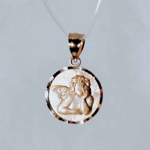 Amazon.com: Ioka 14K Solid Yellow Gold Guardian Angel Cherub