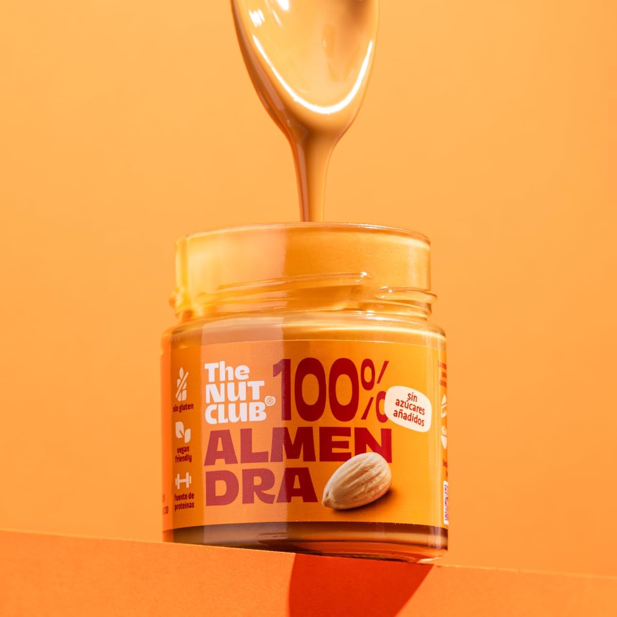 The Nut Club Crema de Almendra 180g 100% Natural, Vegana, Sin Azúcares Añadidos, Sin Gluten, Sabor Intenso y Textura Cremosa, Ideal para Untar, Desayunos, Recetas y Postres