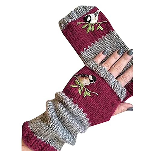 FOOMER Warm Patchwork Embroidered Fingerless...