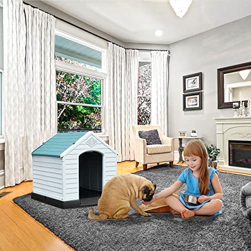 YITAHOME 28.5” Plastic Dog House Outdoor Indoor Doghouse Puppy Shelter Water Resistant Easy Assembly Sturdy Dog Kennel with Air Vents and Elevated Floor (28.5”L*26”W*28”H, Blue) YITAHOME 28.5” Plastic Dog House Outdoor Indoor Doghouse Puppy Shelter Water Resistant Easy Assembly Sturdy Dog Kennel with Air Vents and Elevated Floor (28.5”L*26”W*28”H, Blue)