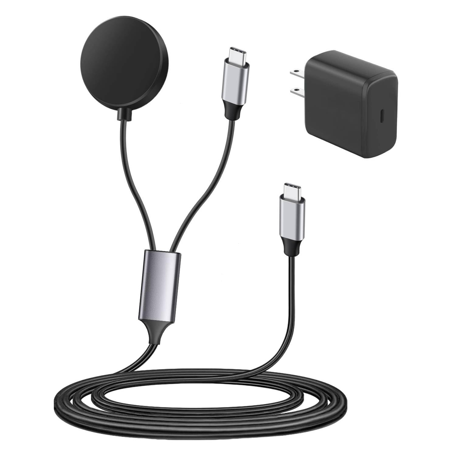 Chargeur USB C 2 en 1 pour Samsung Galaxy Watch, charge rapide pour Galaxy Watch 7/6/6 Classic/5/5 Pro/Ultra/Fe, 4/3/Active 2/Active Smartwatch et Galaxy S24/S23 Ultra/S22/21/20 Note20