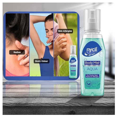 Nycil Body Mist Aqua - 100 ml,Soothing and Refreshing | Get Relief from Rashes and Allergies,Prickly Heat