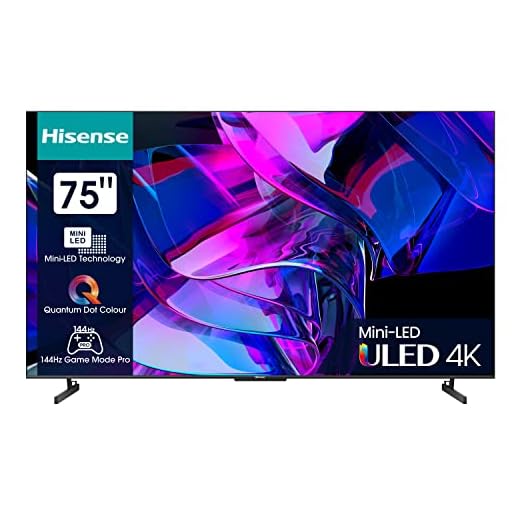 Hisense 75U7KQ 189cm (75 Zoll) Fernseher, 4K Mini LED ULED HDR Smart TV, Quantum Dot, 120Hz, HDMI 2.1, Game Mode Pro, Dolby Vision IQ & Atmos, Bluetooth, Alexa Built-in, Anthrazit [2023]