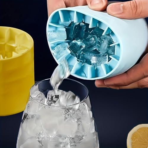 Molde cilíndrico de silicona para cubitos de hielo azul 4 piezas miniatura 7