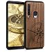 Produktbild kwmobile Holz Schutzhülle für Samsung Galaxy A9 (2018) - Hardcase Hülle mit TPU Bumper Walnussholz in Kompass Vintage Design Dunkelbraun - Handy Case Cover