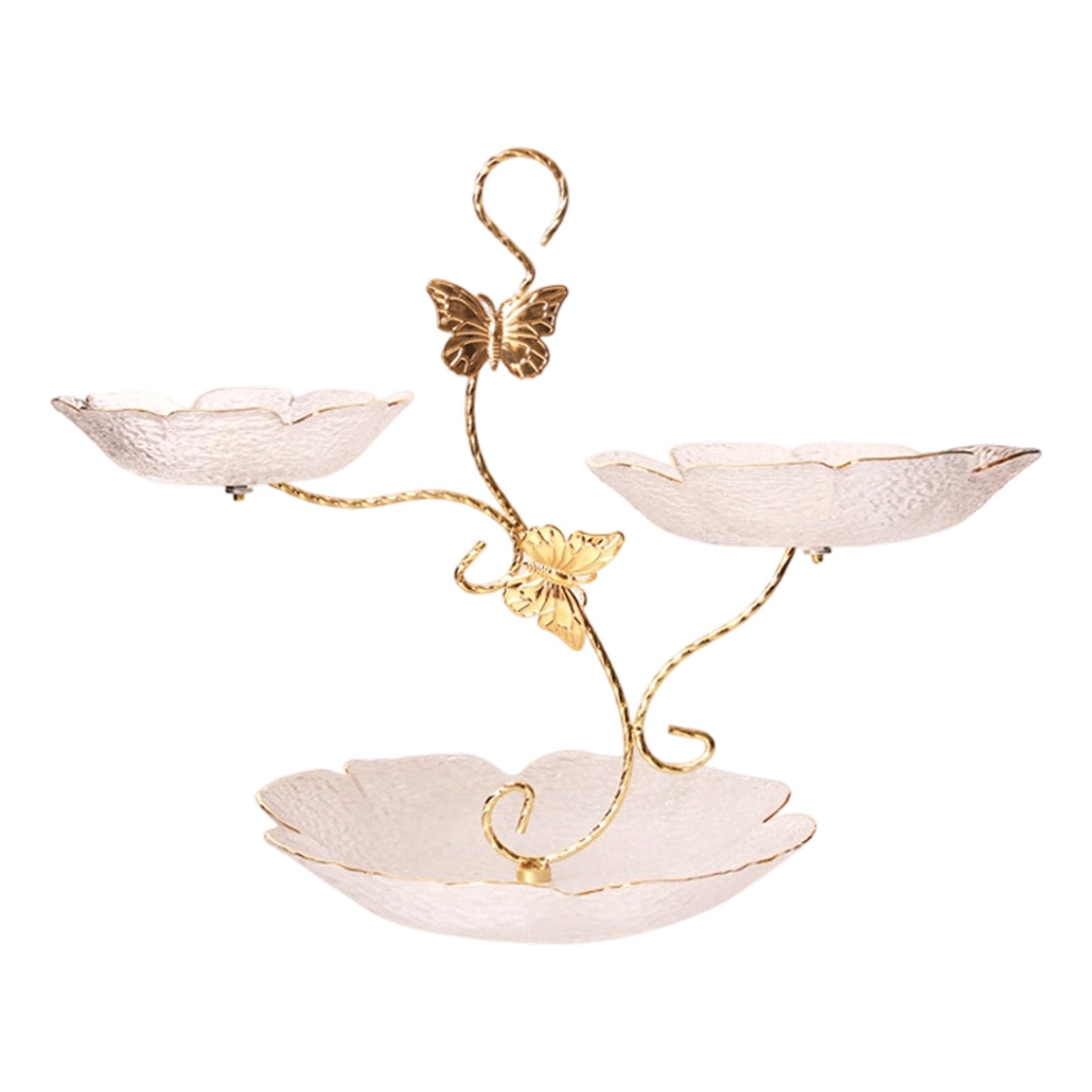 Tsophreniq Modern Gold Trim Glass Serving Tray for Fruits Desserts Snacks 3 Design Lavishness Treat Dishes Set