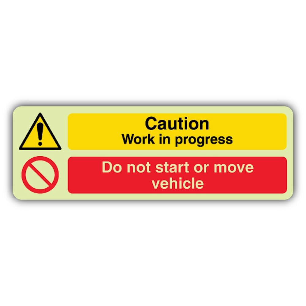 V Safety - Señal de seguridad que brilla en la oscuridad, con texto en inglés "Do Not Start", formato horizontal, 750 x 250 mm, hecha de plástico rígido de triple brillo, señalización de advertencia