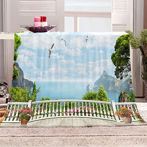 Couverture en flanelle originale cadeau idal impression 3D mer fleurs