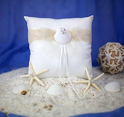 Rhinestone Shell Hawaiian Beach Wedding Ring Bearer Pillow