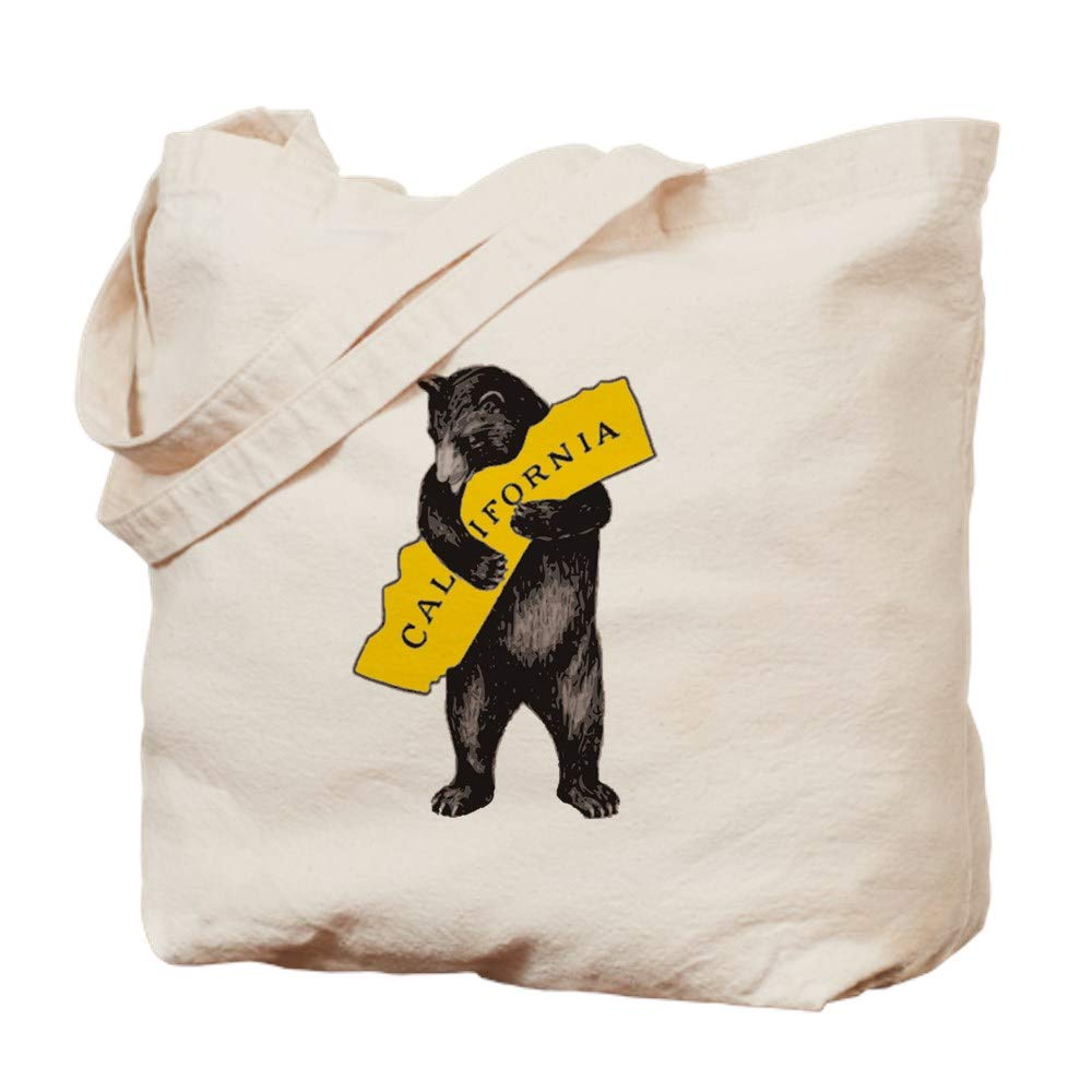 CafePress Vintage California Bear Hug Illustration Tote Bag Natural Canvas Tote Bag, Reusable Shopping Bag