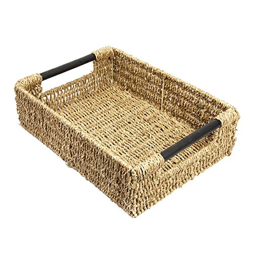 woodluv SEAGRASS STORAGE BASKET WITH WOOD HANDLES EX LARGE (E01-101XL)