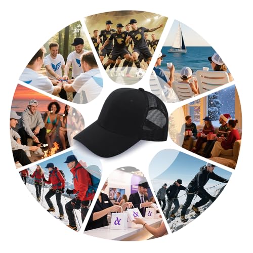 Image of ZH 24 Pack Blank Mesh Trucker Hats, Bulk Baseball Caps Adjustable for Men and Women, Wholesale Plain Snapback Caps