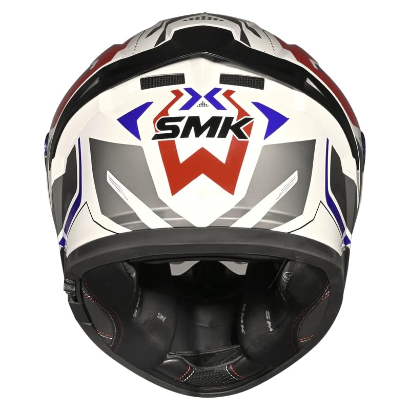 Image of SMK Typhoon AZONIX Full Face Motorcycle Helmet, Dual Visor, Black-White-Red