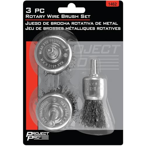 Image of Performance Tool 1462 1ea 1-Inch and 2ea 3-Inch Cup Brushes - Heavy Duty Wire Brushes for Cleaning, Deburring, and Surface Preparation on Metal