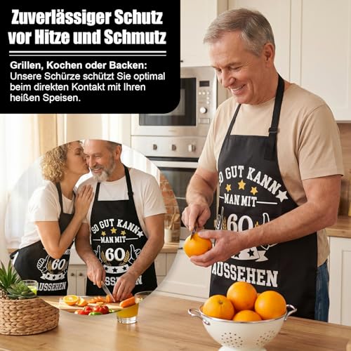 Livdouyu 60 Geburtstag Geschenk Männer Kochschürze Herren Grillschürze Lustig Geschenke zum 60 Geburtstag Mann 60. Geburtstag Schürze Damen Geschenkideen Geburtstagsgeschenk