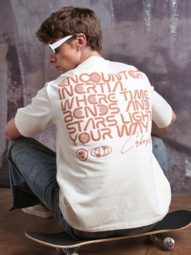 Image of Hubberholme Men Cotton Printed Oversized Round Neck Half Sleeves Tshirts