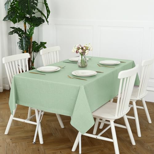 Image of Romanstile 100% Waterproof PVC Tablecloth Rectangle, Oil Spill Proof Stain Resistant Vinyl Table Cloth, Wipe Clean Plastic Table Covers for Kitchen /Dining /Parties - 54 x 108 Inch, Sage