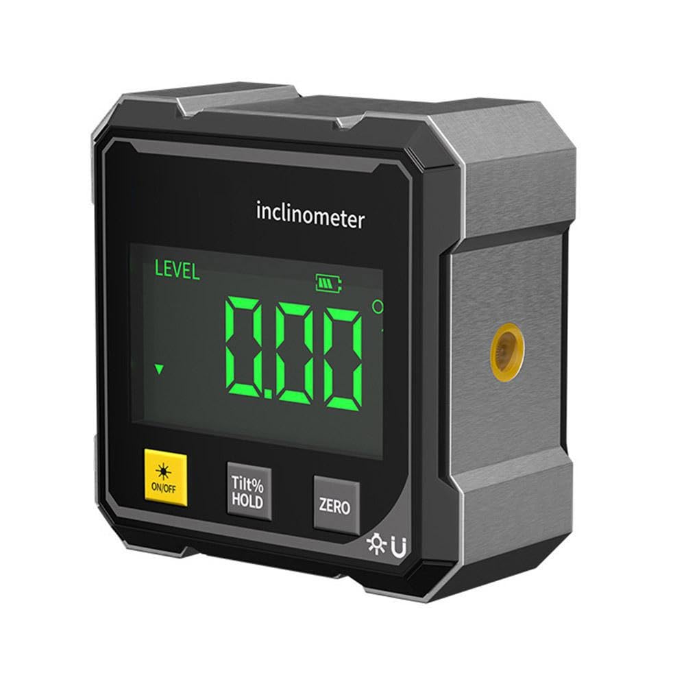 4-Side Magnetic Digital Angle Gauge with Laser，Digital Angle Finder with Dual Laser & LED Display，Cube Inclinometer，LCD Display Magnetic Base，Table Saw Miter Level for Woodworking & Miter Saw