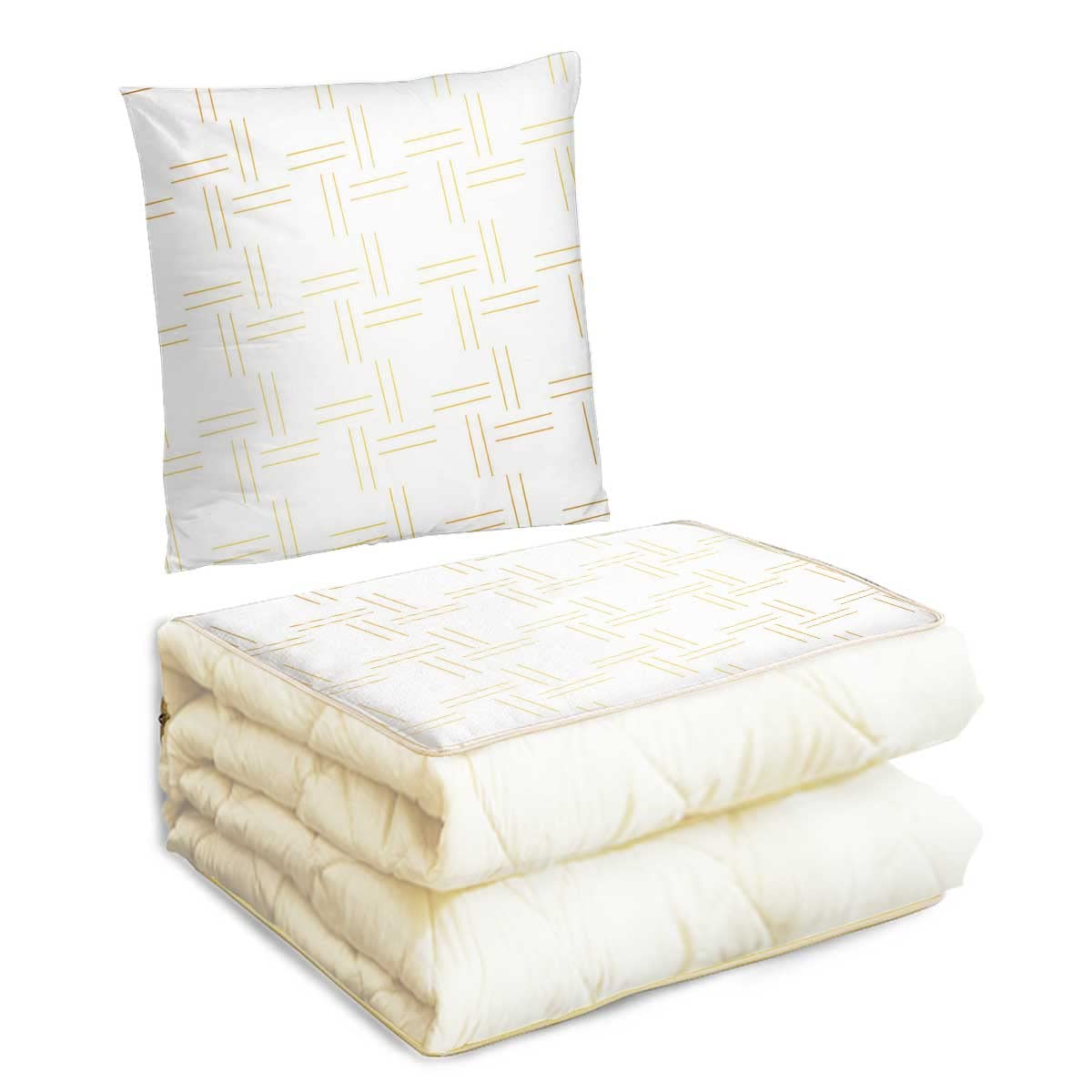 Premium Soft Travel Blanket Pillow Beige Modern Compact Pack Large Blanket for Any Travel Airplane Flight Blanket 16" X 16"