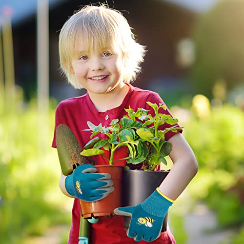 Hiyzi 6 Pairs Kids Gardening Gloves Children Yard Work Glove Rubber Coated Protective Gloves For Toddlers Youth Girls Boys Outdoor (Large (Age 9-11)) #TOP5