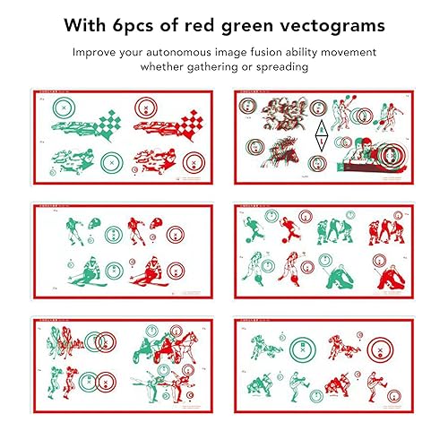 Image of Red Green Fixed Vectograms Convergence Insufficiency Eye Training Low Vision Test Chart with Glasses Tranaglyph Vision Convergence Insufficiency Polarized Glasses for Men Women