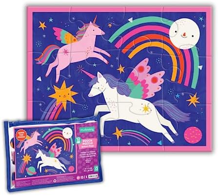 Mudpuppy Unicorn Magic – 12 Piece Puzzle with Reusable Zipper Pouch Featuring Colorful and Fun Illustrations of Magical Unicorns Perfect for Easy Storage and Travel