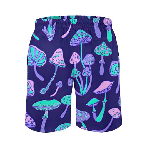 Mens Hawaiian Funny Mushroom Swim Trunks Compression Liner Swim Shorts Quick Dry Bathing Suit Swimwear, Grey3