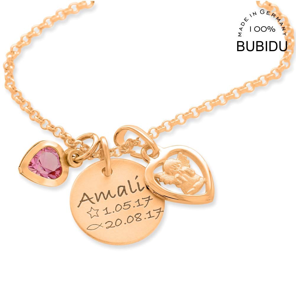 Taufkette rosegold mit Gravur Namen 925 Silber Engel Engelanhänger Taufe Geburtsdatum Stern Tauffisch Ichthys rosa blau Mädchen Junge Kette | HANDMADE IN GERMANY